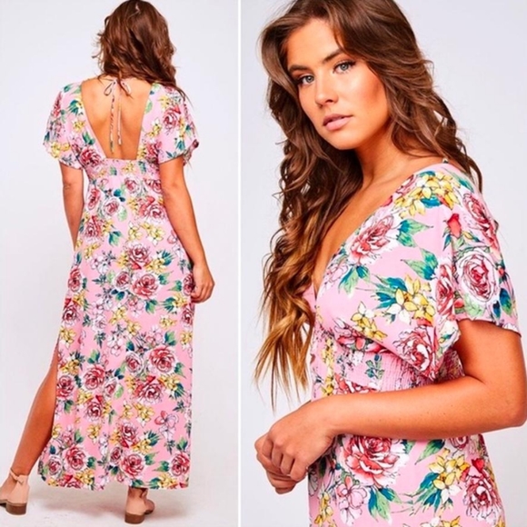 Pink Floral Maxi Dress - Picture 3 of 5